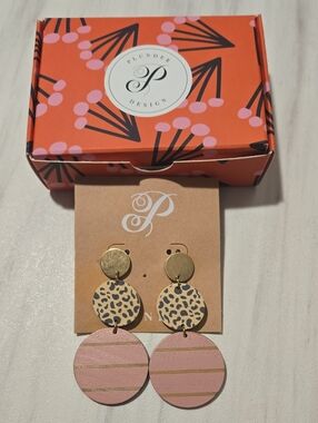 Plunder Pink Leopard & Gold Drop Earrings